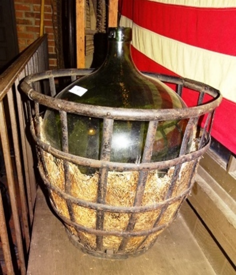 18" Green Glass Jug
