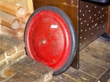 Large Red Rubber Tired Wheel
