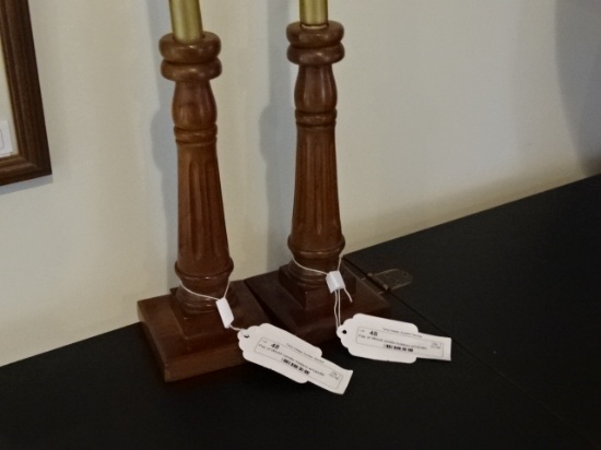 Pair of Wood candle holders w/candle