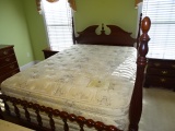 Four Poster Mahg. Bed  w/ boxsprins & Mattress