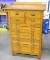 Vintage Oak 14 Drawer Architects Drawing Desk