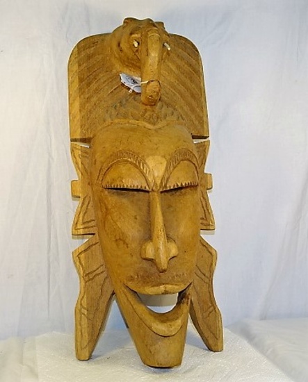West African Tribal Mask Heavily Carved Wood