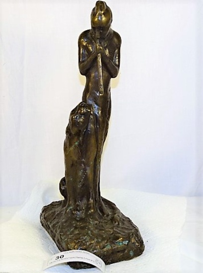 EW Deming Bronze Figure Playing A Flute # 21 Of 10