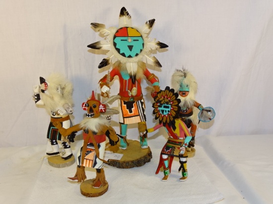 5 Native American Kachina Dolls-7"-12"