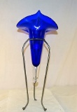 cobalt blue jack in the pulpit vase on tripod