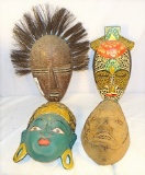 Lot Of 4 Carved Tribal Mask-Highly Decorated