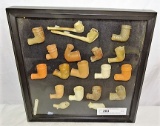 19 Native American Trade Pipes In Glass Case