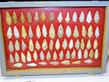 62 Native American Arrowheads In Display Case-SC