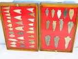 42  Native American Arrowheads in display boxes