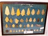 38 Native American Arrowheads In Display Box SC