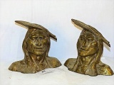 Pair Brass American Indain  Bookends