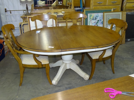 Dining Table & 4 Chairs 66" long w/ l18" leaf