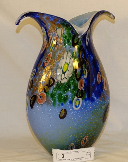 Murano Vase 11 inches tall Signed by Maker