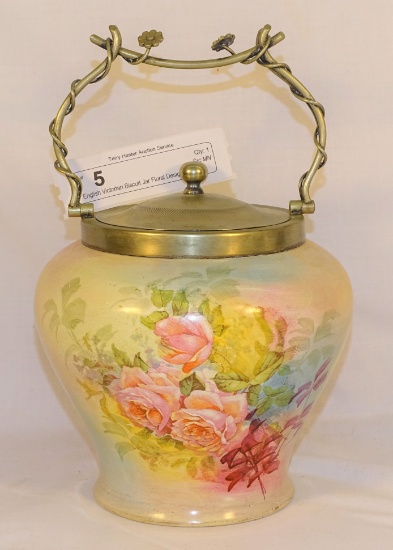 English Victorian Biscuit Jar Floral Design