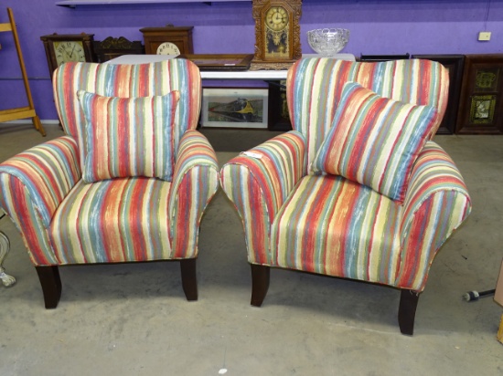 Pair of Striped Chairs & Pillows