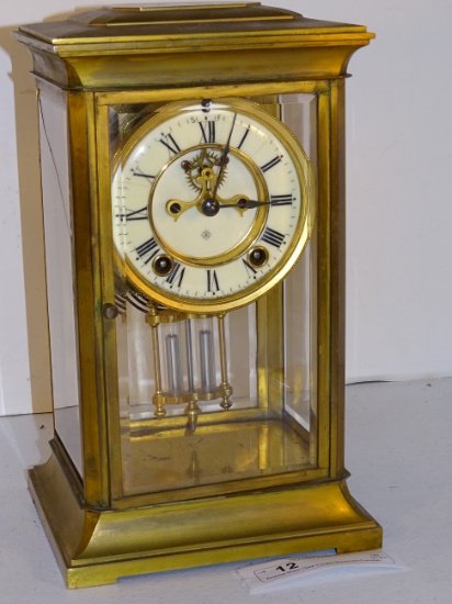 Ansonia Brass Clock Escape Movement-Porcelain Dial