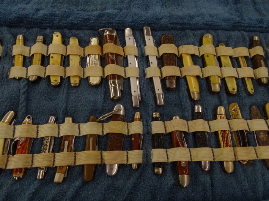Collection of 60  Pocket Knives in Case