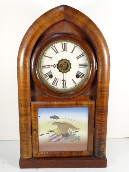 Walnut Cathedral Clock 10 1/2 by 19 unknown maker