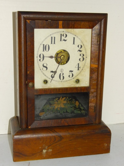 Seth Thomas Walnut Case Alarm Mantel Clock