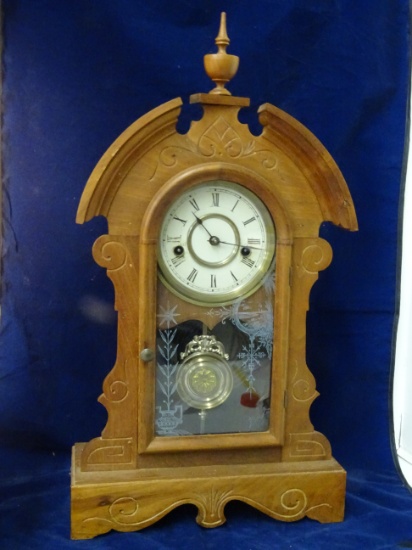 Walnut Case Mantle Clock 11.5" X 21"