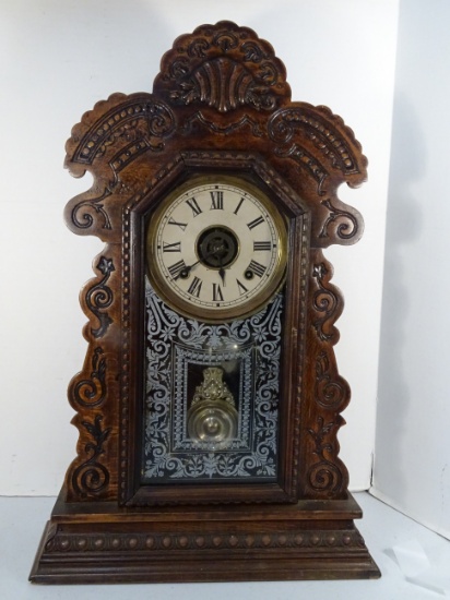 Ansonia Mantel Clock w/Alarm Walnut Case