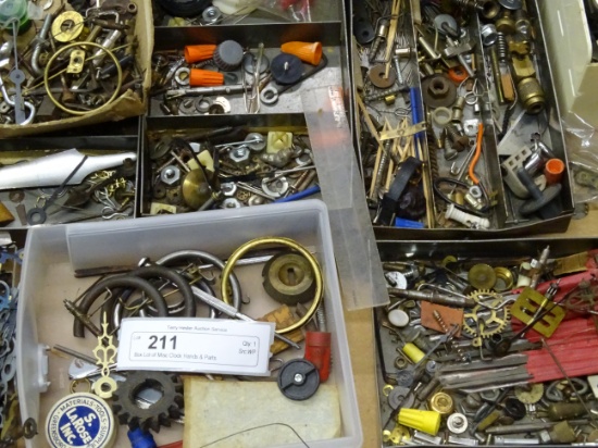 Box Lot of Misc Clock Hands & Parts