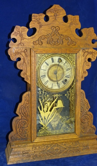 Oak Rooster Head Clock 15 X 23 Highly Carved