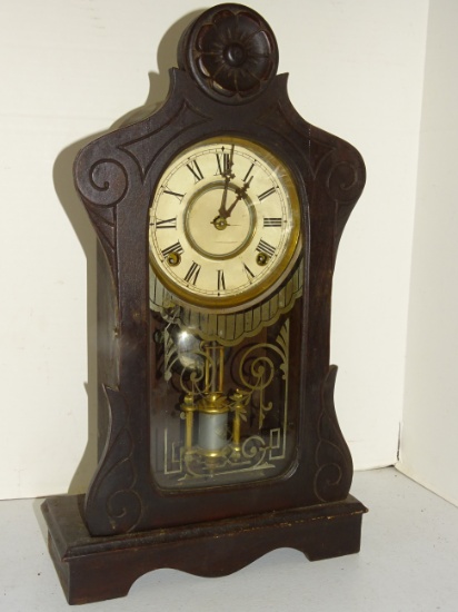 Walnut Cased Mantle Clock 11 x 19