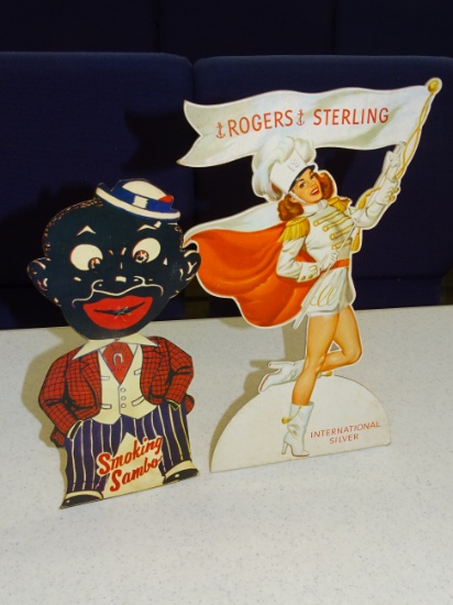 2 Advertising Stand Ups Smoking Sambo & Silver Ad