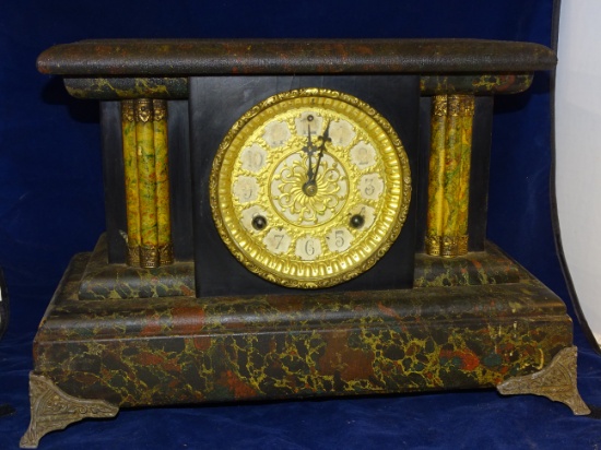 Ornate Marblized Case Mantel Clock