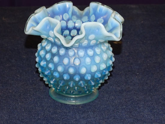 Fenton Blue Hobnail Vase 4.5"