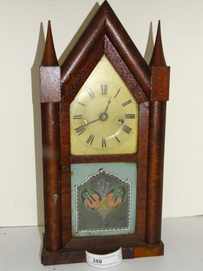 Elisha Manross Walnut Case Steeple Clock