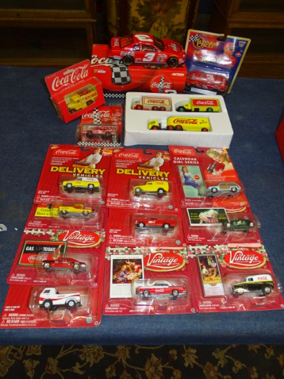Lot of 17 Coca-Cola Die-Cast Cars Orig. Packs