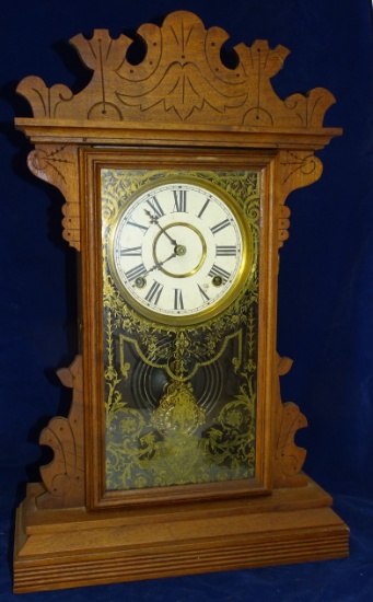 E.N.Welch Oak Case Rooster Head Clock 13.5 X 21