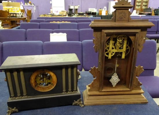 2 Clock Cases w/ Works  Ingraham & EM Welch