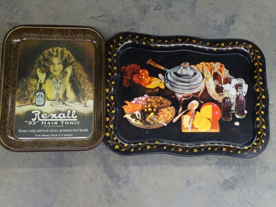2 Vintage Advertising Trays Coca Cola & Rexall