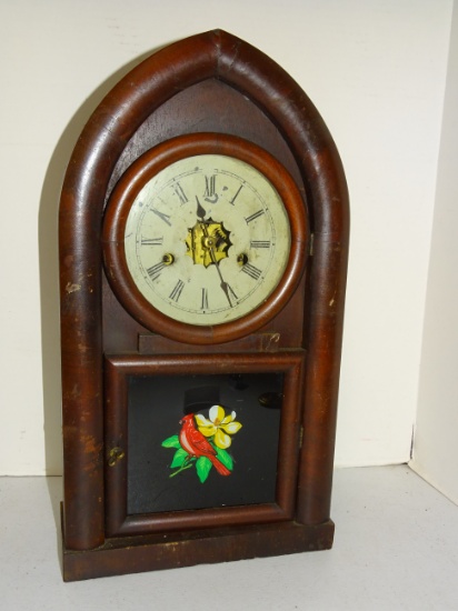Ansonia 8 Day Walnut Mantle Clock 10.5 X 19