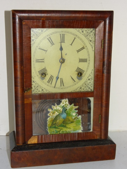 Ansonia Walnut Veneer Mantle Clock 9.5 X 13