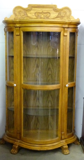 Oak Curved Glass China Cabinet