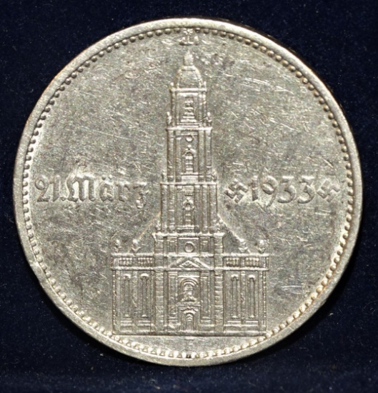 1934 German 5 Reichsmark Coin-Rare