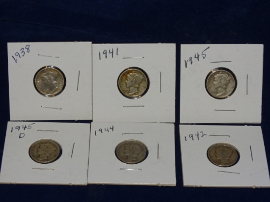 1938, 41, 42, 44, 45, 45D Mercury Dimes