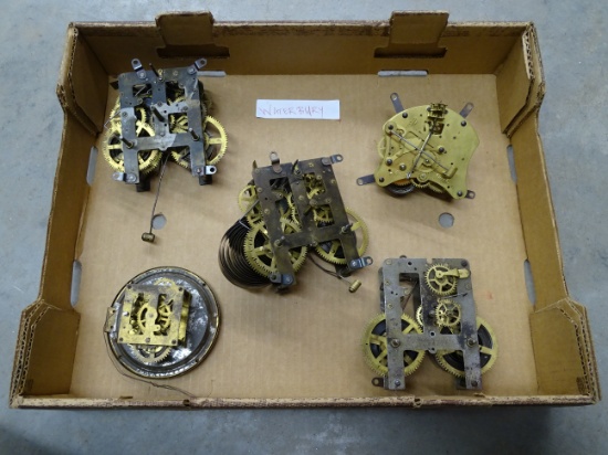 5 Waterbury Brass Clock Works