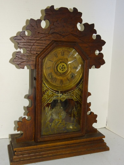 Walnut Case Rooster Head Alarm Clock