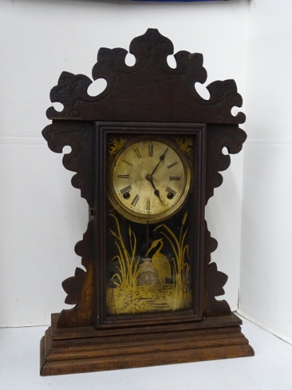 Walnut Case Rooster Head Clock 15 X 22.5