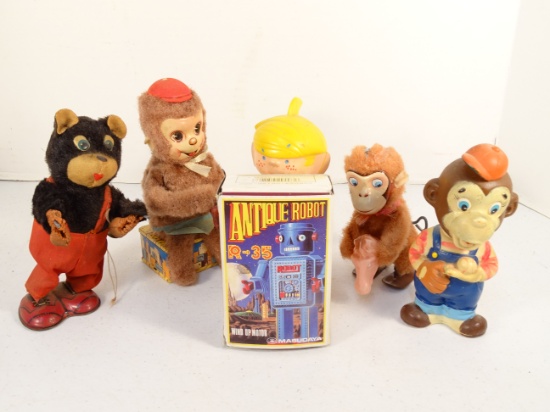 Lot of 6 Mechanical Wind Up Toys