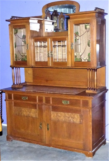 Beautiful Lg. Sideboard Marble insert Bevel Mirror