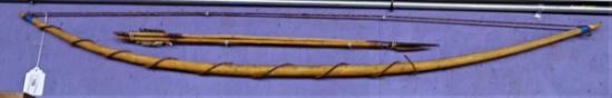 Vintage Bow & 3 Arrows Bow 60" Arrows 33"