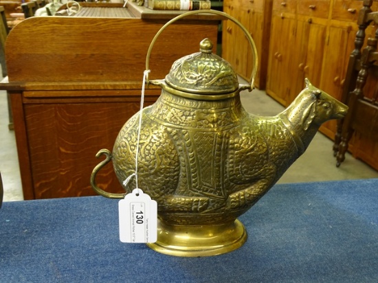 Brass Carved Animal Pitcher 10.5" Tall