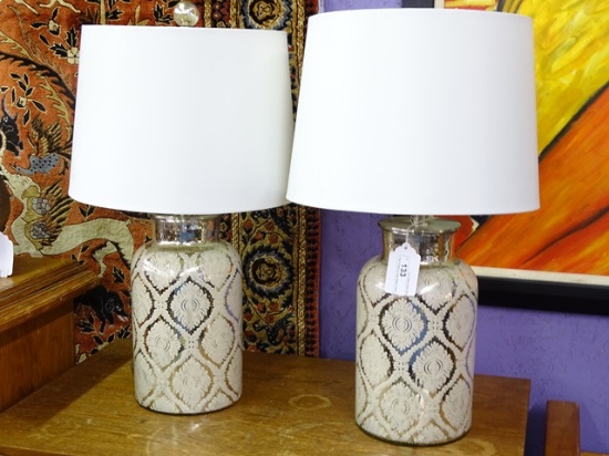 Pair Of Mercury Glass White & Silver