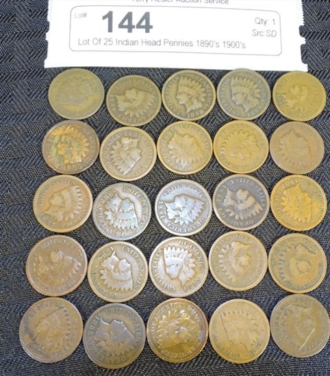 Lot Of 25 Indian Head Pennies 1890's 1900's